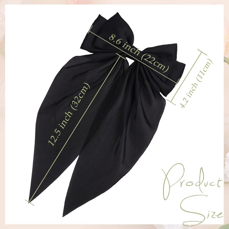 MRJ 4 Pcs Silky Satin Hair Bows Big Hair Ribbons for Women Large Hair Clips for Girls Hair Accessories Barrettes Metal Clips Bowknot Aesthetic - Image 3
